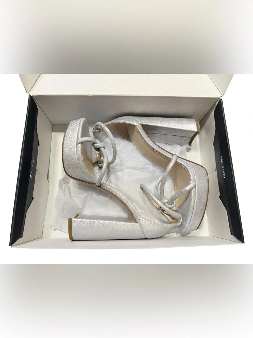 NWT - Pelle Moda Gillian Silver Metallic Suede Platform Heels 7.5